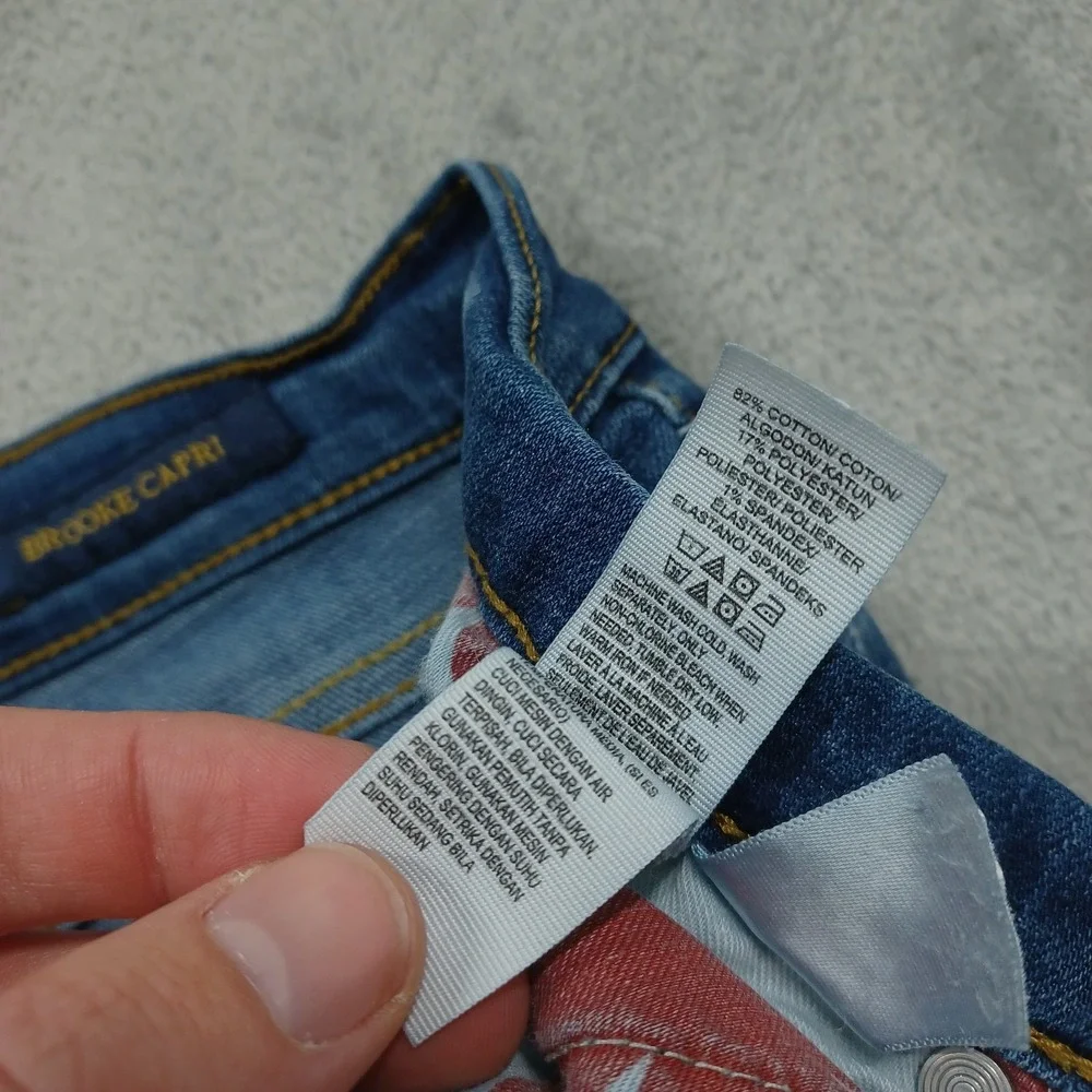 Lucky‎ Brand Jeans Womens 12 Blue Denim Brooke Capri Distressed Casual Preppy